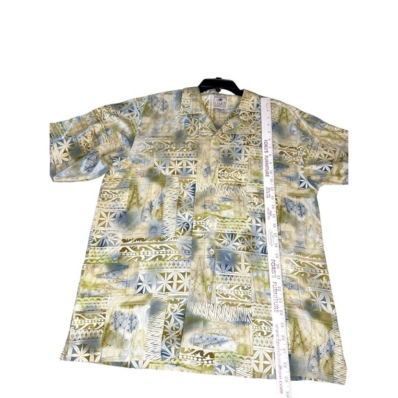LUAU Medium Silk Shirt Limited Edition Hawaiian Aloha Short Sleeve‎ Green Blue - Picture 5 of 7